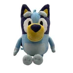 Bluey Plush Stuffed Backpack 16", Blue Soft Zipper Back Adjustable Straps New